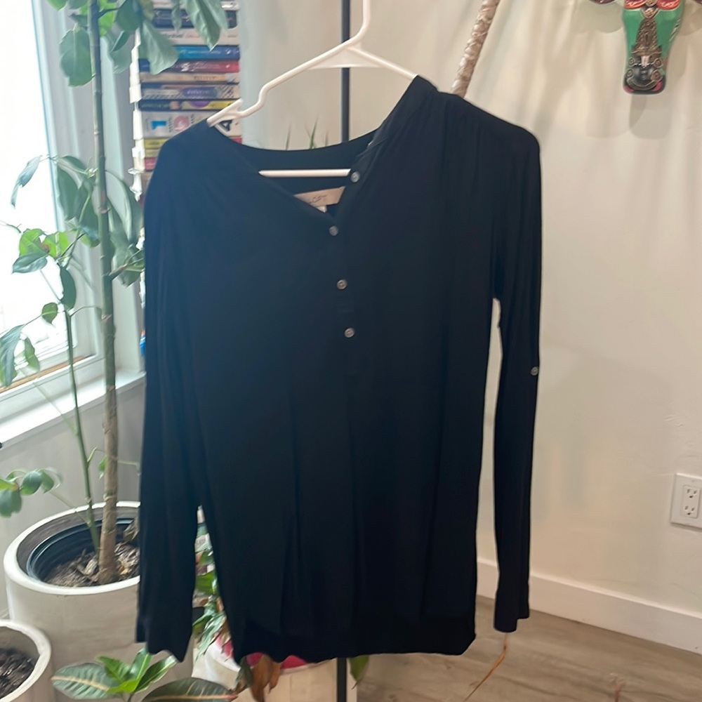 Loft black blouse long sleeve